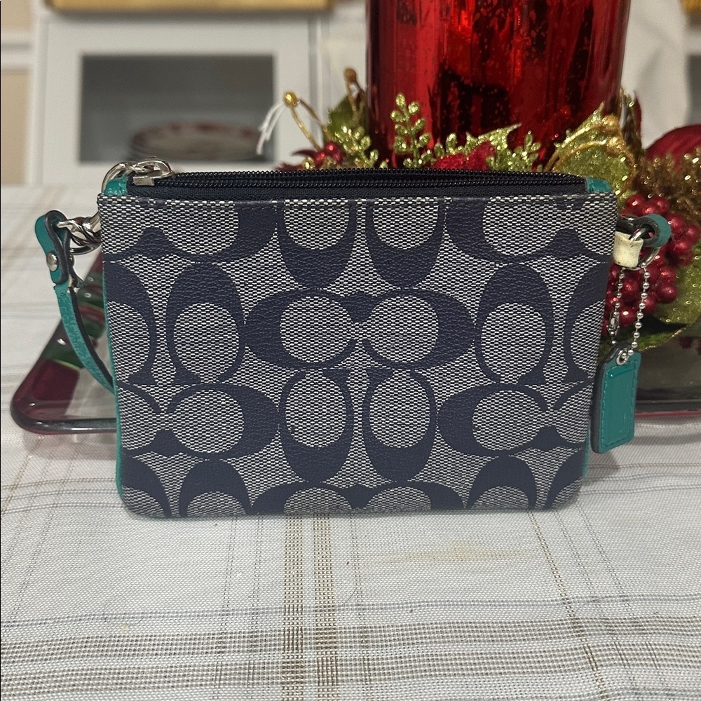 Coach Blue and White Patterned Wristlet - Picture 2 of 4